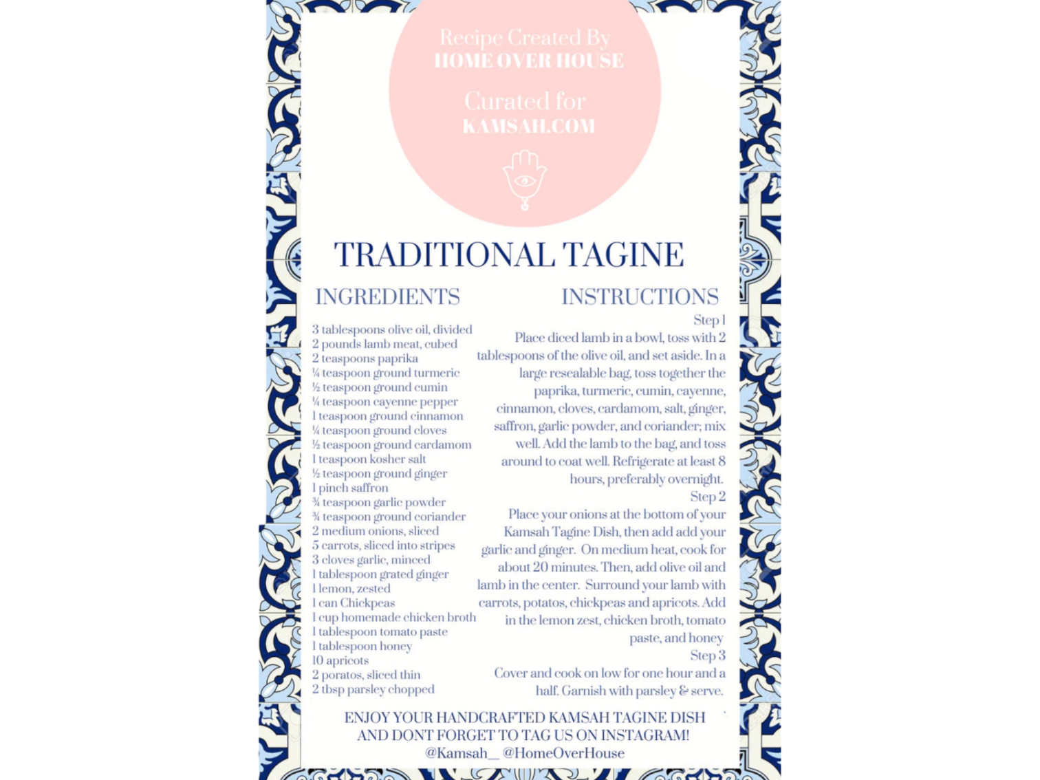 Traditional Tagine Recipe - Kamsah.com