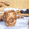 Handmade Olive Wood honey Pot Jar with Dipper Spoon