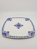 Set of two handmade, hand-painted ceramic serving plates, Mediterranean blue