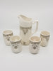 Handmade Ceramic Juice Set with 4 Mugs with Pitcher Set, Greige