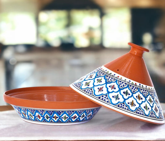 Large Cooking & Serving Tagine Pot, (Supreme Mediterranean Turquoise)