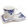 Set of 2 Mediterranean Blue Coffee/Tea Ceramic Handmade Wave mugs+ Coaster Plates