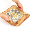 Ceramic Tile Tray with Rope Handles, Toscana
