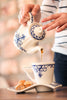 Set of 2 Mediterranean Blue Coffee/Tea Ceramic Handmade Wave mugs+ Coaster Plates