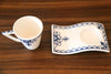 Set of 2 Mediterranean Blue Coffee/Tea Ceramic Handmade Wave mugs+ Coaster Plates