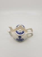 Handmade, hand-painted ceramic napkins holder, Mediterranean blue