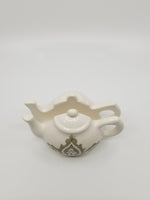 Handmade, hand-painted ceramic napkins holder, Greige