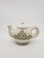 Handmade, hand-painted ceramic napkins holder, Greige