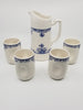 Handmade Ceramic Juice Set with 4 Mugs with Pitcher Set, Mediterranean blue
