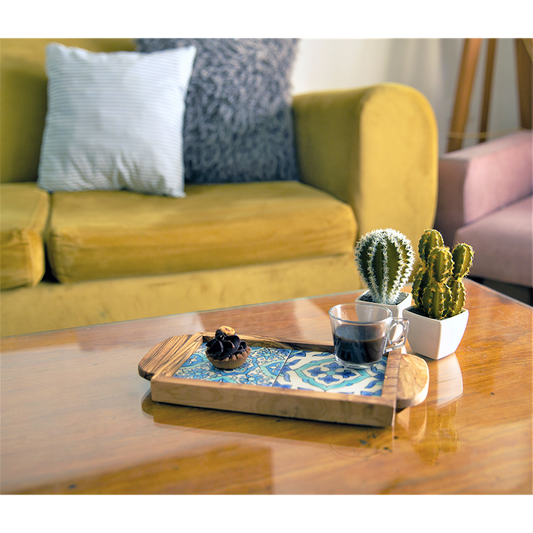 Olive wood Serving Tray with Ergonomic Handles, Sidi Bou Design