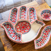 Bohemian Red Hamsa Dipping and Serving Set - Versatile Handmade Ceramic Decor