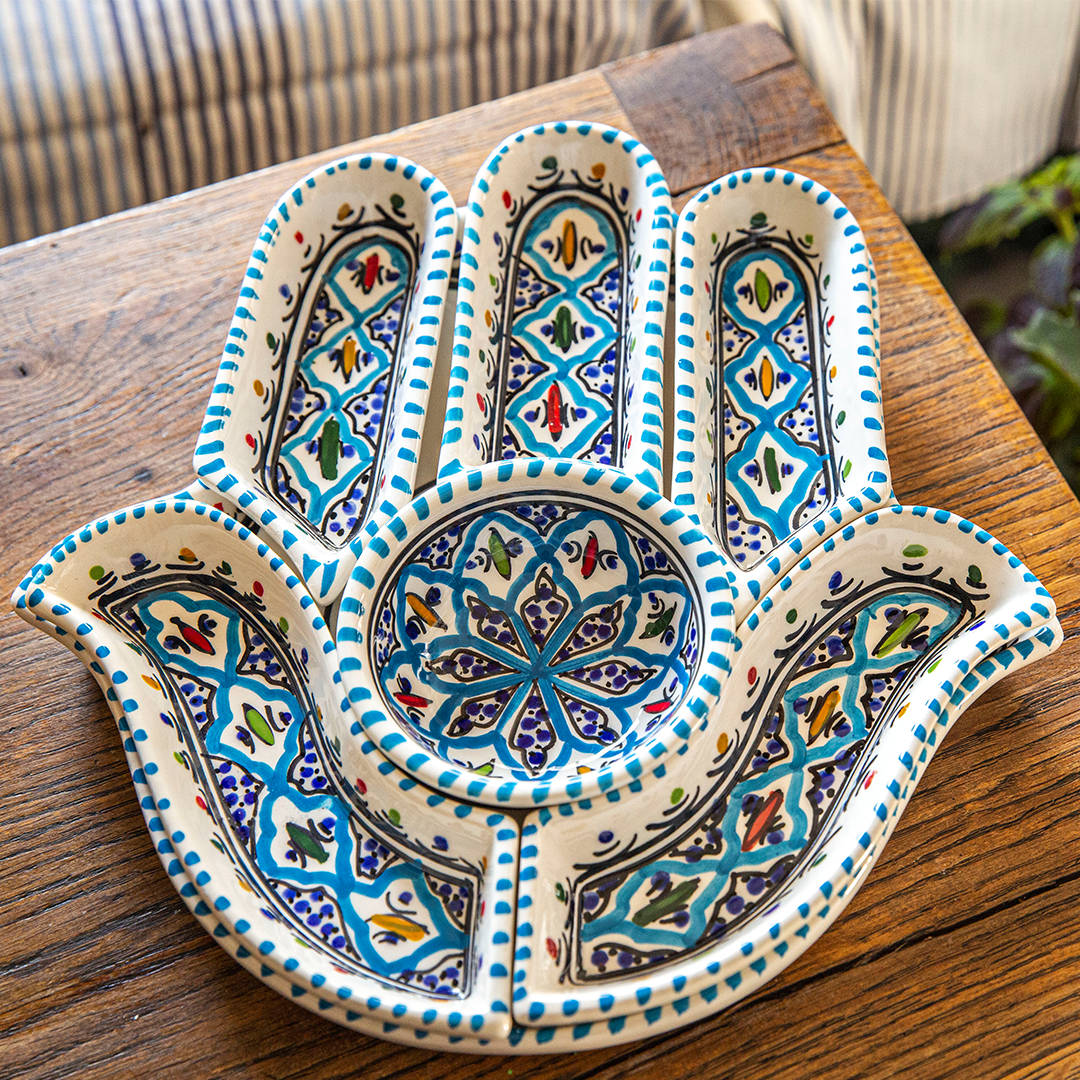 Bohemian Turquoise Hamsa Dipping and Serving Set - Versatile