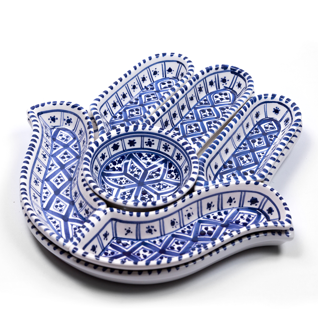 KASAH Plate Set & Serving Platter - Custo Hand-Painted Ceraic Appetizer Tray Serving Dishes - View #9