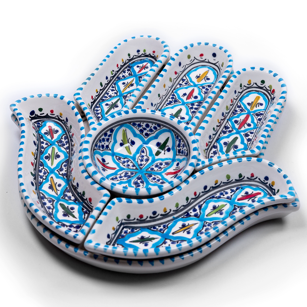 Bohemian Turquoise Hamsa Dipping and Serving Set - Versatile