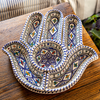 Bohemian Blue Hamsa Dipping and Serving Set - Versatile Handmade Ceramic Decor