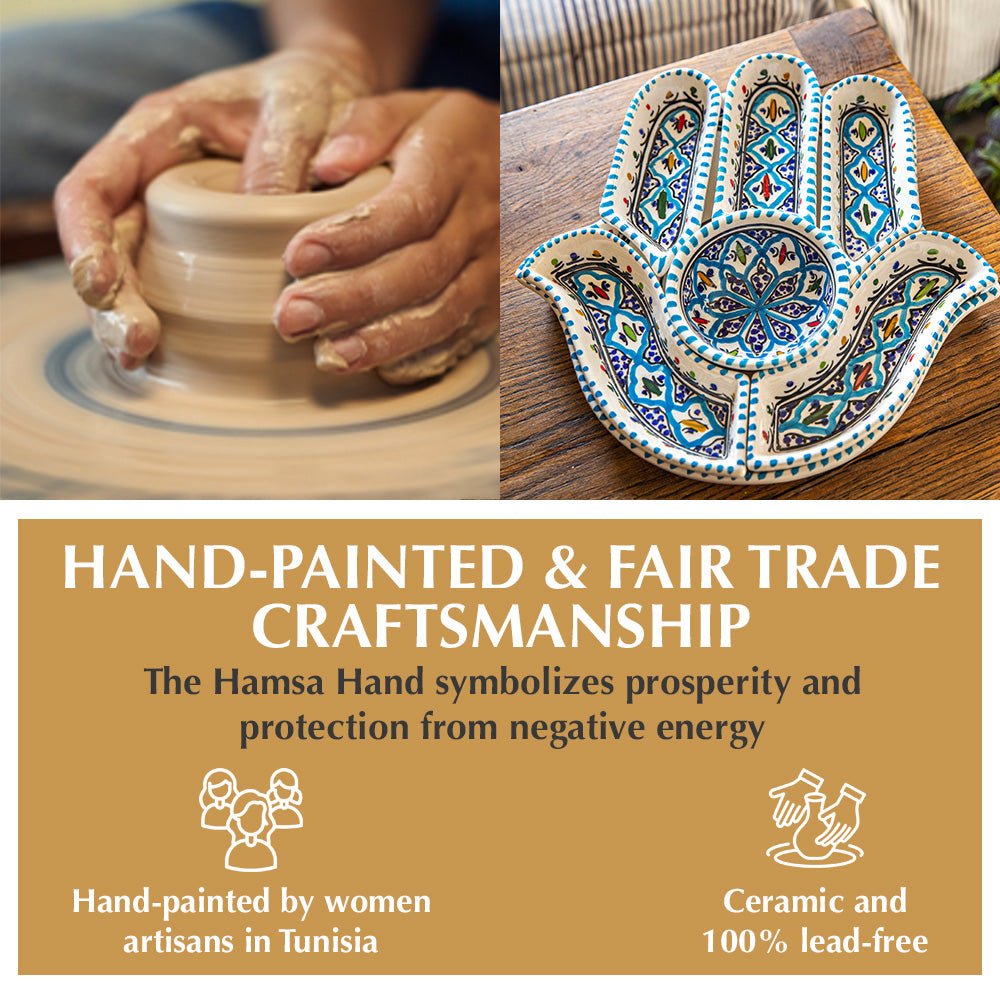 Bohemian Turquoise Hamsa Dipping and Serving Set - Versatile
