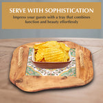 Ceramic Tile Tray with Rope Handles, Arabesque