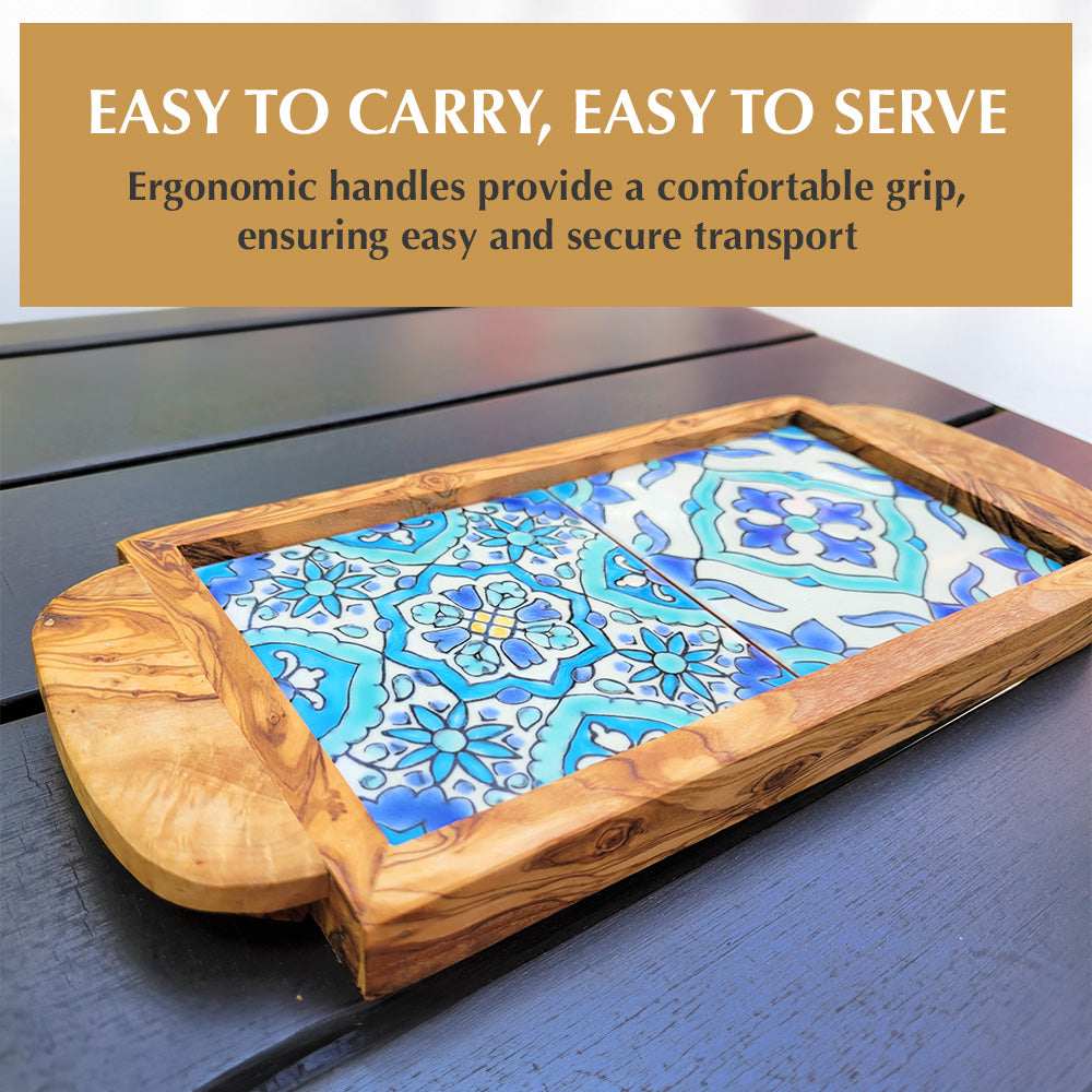 KASAH Plate Set & Serving Platter - Custo Hand-Painted Ceraic Appetizer Tray Serving Dishes - View #3