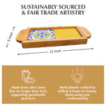 Olive wood Serving Tray with Ergonomic Handles, Alhambra Design