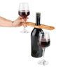 Olive Wood Wine Bottle and Wine Glasses Holder