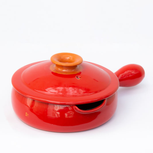 Handcrafted Red Ceramic Pan – Eco-Friendly, Lead-Free Tunisian Cookware | Terra Collection