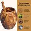 Handmade Olive Wood honey Pot Jar with Dipper Spoon