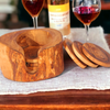 6 Olive Wood Coasters with a holder