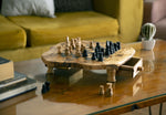 Handmade Olive Wood Chess Board with Storage Drawers - Rustic Housewarming Gift