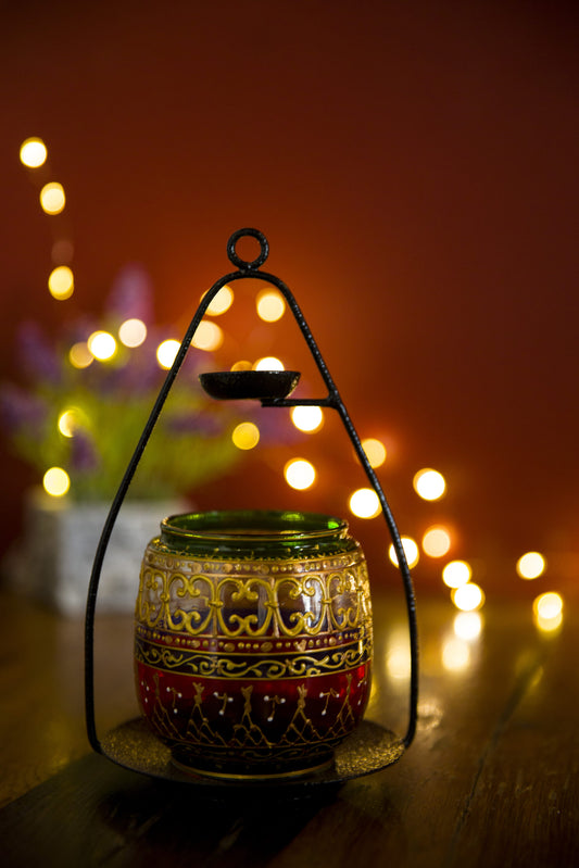 Thousand and one nights lamp glass and metalic oil diffuser