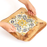 Ceramic Tile Tray with Rope Handles, Toscana