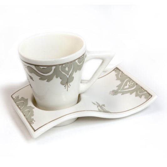 Set of 2 Original Coffee/Tea Ceramic Handmade Wave mug+ Coaster Plate