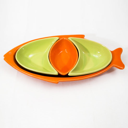 Large Fish Dipping set: Orange and Green -0